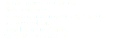 - Greater power to abrasion. - Hight roughness. - Remove corrosion grades A, B and C. - Remove cool tar. - Recycling up to 5 times. - SA 2, SA 2 ½ and SA 3